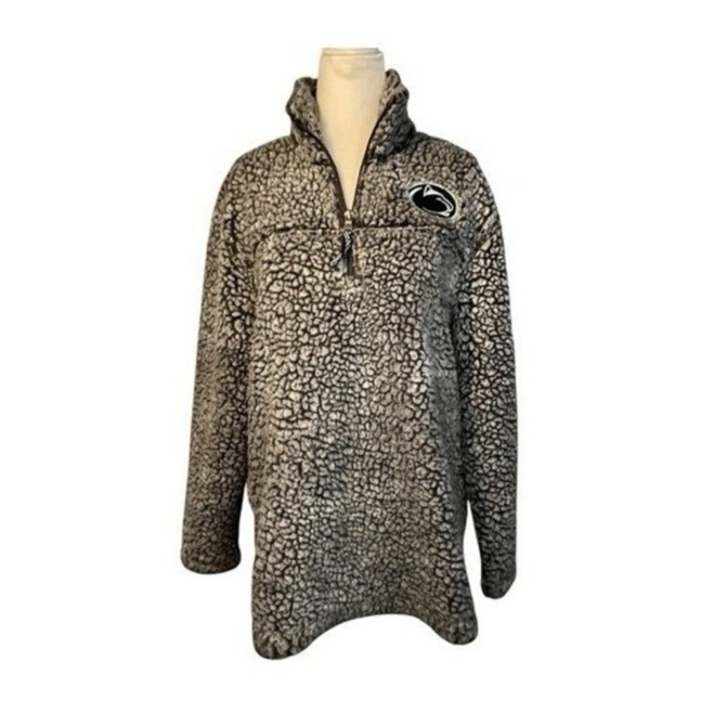 Penn State Boxercraft Sherpa Quarter Zip Pullover Jacket Gray Fleece Long Sleeve